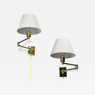  MetalArt George Hansen Articulating Wall Lights Polished Brass Spain 1970s
