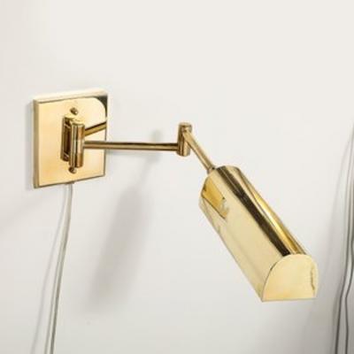  Metalarte Mid Century Modernist Hansen Retractable Brass Metal Sconce by Metalarte