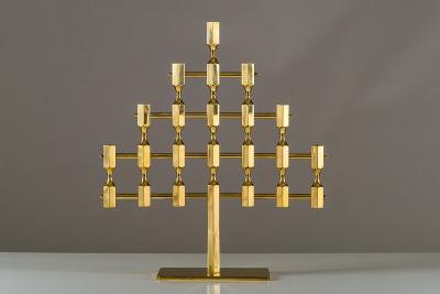 Metallslojden Gusum Large Swedish Candelabra in Brass by Lars Bergsten for Gusum