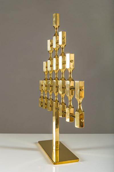 Metallslojden Gusum Large Swedish Candelabra in Brass by Lars Bergsten for Gusum