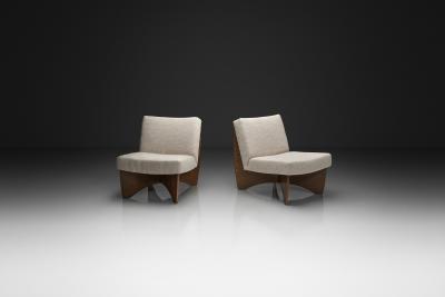  Metz Co Pair of Modern Lounge Chairs with Crossed Base for Metz Co Germany 1970s