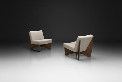  Metz Co Pair of Modern Lounge Chairs with Crossed Base for Metz Co Germany 1970s