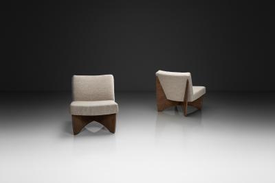  Metz Co Pair of Modern Lounge Chairs with Crossed Base for Metz Co Germany 1970s