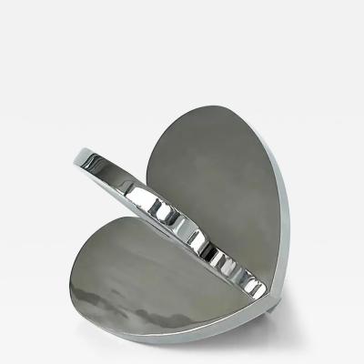  Michael Gitter Michael Gitter Interlocking Hearts Sculpture Solid Thick Stainless Steel