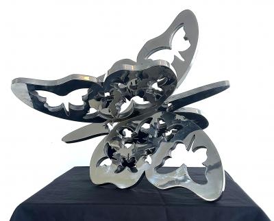 Michael Gitter Monumental Stainless Steel Butterfly Sculpture in Two Parts by Michael Gitter