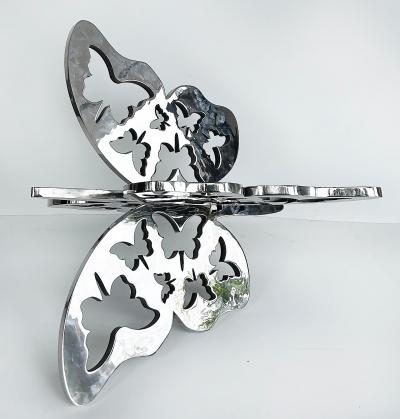  Michael Gitter Monumental Stainless Steel Butterfly Sculpture in Two Parts by Michael Gitter