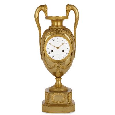 Michelez French Empire period ormolu mantel clock by Michelez
