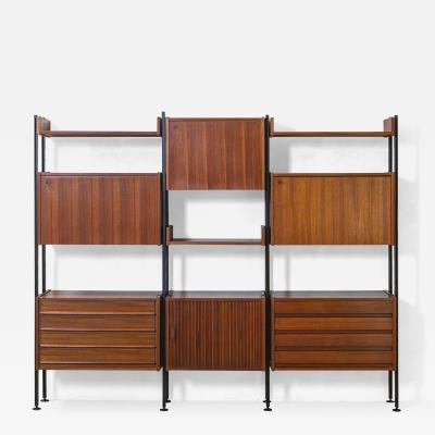  Midcentury Italian school 20th Century Italian Production Wall Bookcase with drawers and shelves