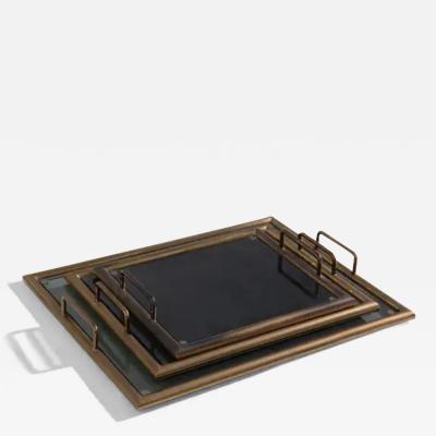  Midcentury Italian school Set of three vintage Italian brass tray