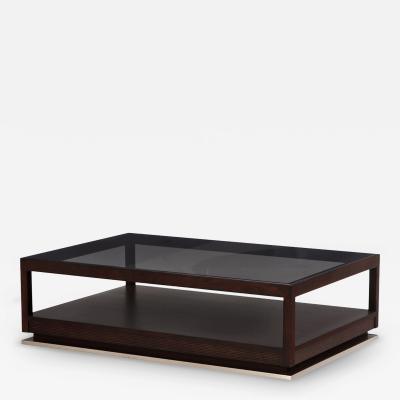  Minotti Contemporary Coffee Table Attributed to Minotti Glass Top with Espresso Frame