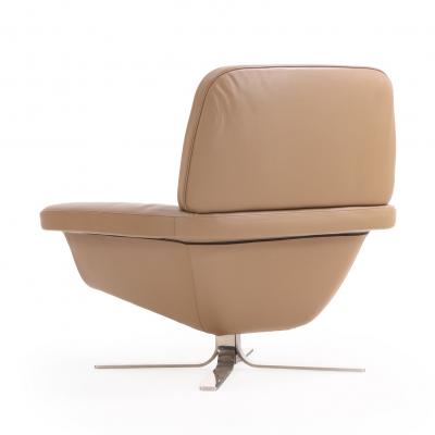  Minotti Minotti Blake Soft Chair and Ottoman Leather with Chrome Base