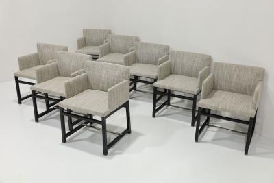  Minotti Minotti Dining Chairs Set of 8 in Neutral Woven Upholstery