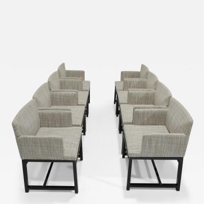  Minotti Minotti Dining Chairs Set of 8 in Neutral Woven Upholstery