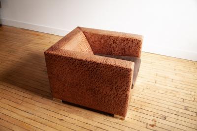  Minotti Pair of Minotti Suitcase Line Club Chairs in Crocodile Leather 