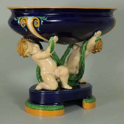  Minton Minton Majolica Putti Figural Bowl
