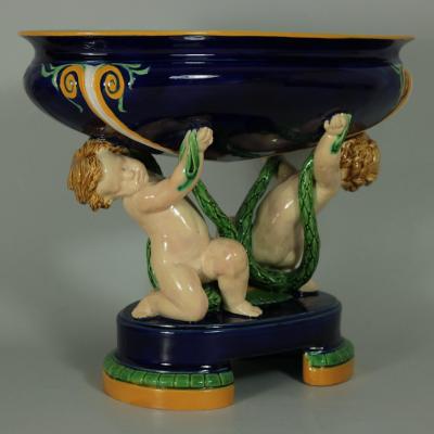 Minton Minton Majolica Putti Figural Bowl