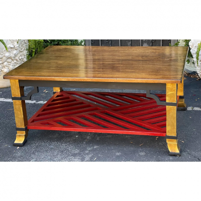  Minton Spidell Minton Spidell Parcel Gilt and Ebonized Rouge Grille Coffee Table