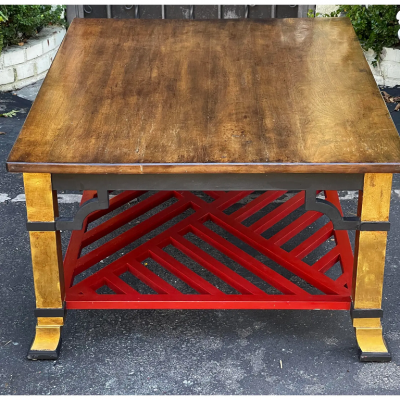  Minton Spidell Minton Spidell Parcel Gilt and Ebonized Rouge Grille Coffee Table