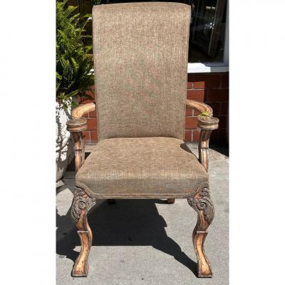  Minton Spidell Pair of Minton Spidell Scroll Back Regency Arm Chairs