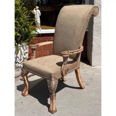  Minton Spidell Pair of Minton Spidell Scroll Back Regency Arm Chairs