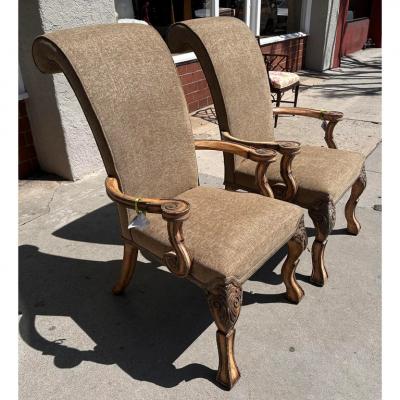  Minton Spidell Pair of Minton Spidell Scroll Back Regency Arm Chairs