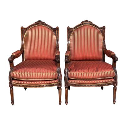  Minton Spidell Regency Style Minton Spidell Mahogany Fauteuil Arm Chair W Down Cushion 1 of 2