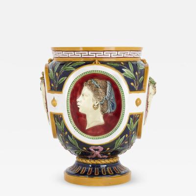 Minton Victorian antique majolica jardini re of the four seasons by Minton