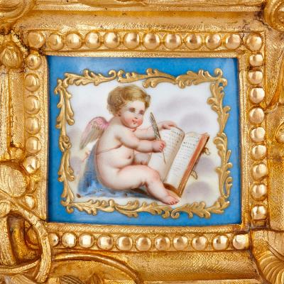  Miroy Fr res Napoleon III period gilt bronze and Sevres style porcelain mantel clock
