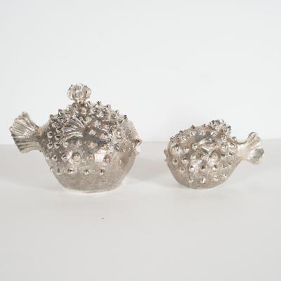  Missiaglia Hand Wrought Sterling Silver Puffer Fish Salt Shaker and Pepper Mill Missiaglia