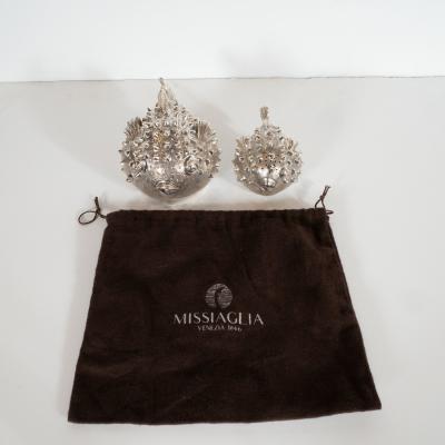  Missiaglia Hand Wrought Sterling Silver Puffer Fish Salt Shaker and Pepper Mill Missiaglia