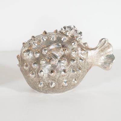  Missiaglia Hand Wrought Sterling Silver Puffer Fish Salt Shaker and Pepper Mill Missiaglia