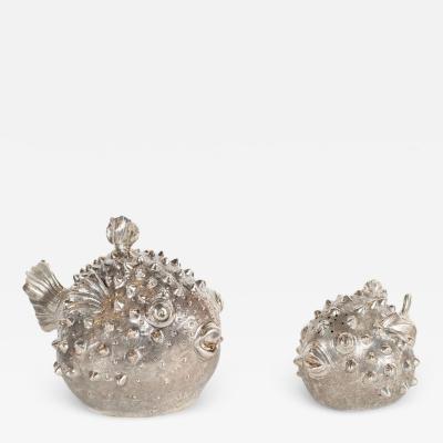  Missiaglia Hand Wrought Sterling Silver Puffer Fish Salt Shaker and Pepper Mill Missiaglia