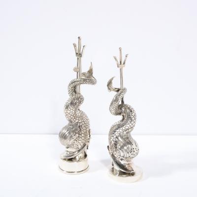  Missiaglia Handcrafted Sterling Silver Dolphin Salt Shaker Pepper Mill Signed Missiaglia