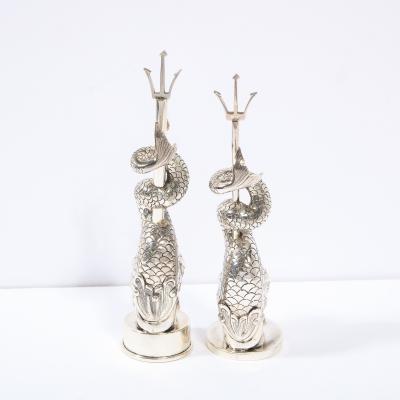  Missiaglia Handcrafted Sterling Silver Dolphin Salt Shaker Pepper Mill Signed Missiaglia