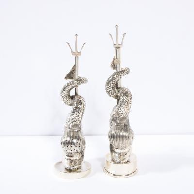  Missiaglia Handcrafted Sterling Silver Dolphin Salt Shaker Pepper Mill Signed Missiaglia
