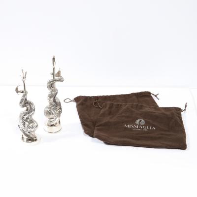  Missiaglia Handcrafted Sterling Silver Dolphin Salt Shaker Pepper Mill Signed Missiaglia