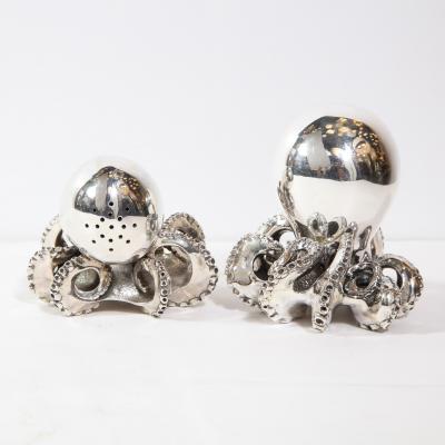  Missiaglia Handcrafted Sterling Silver Octopus Salt Shaker and Pepper Mill by Missiaglia