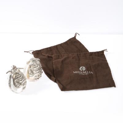  Missiaglia Handcrafted Sterling Silver Seashell Salt Shaker Pepper Mill Signed Missiaglia