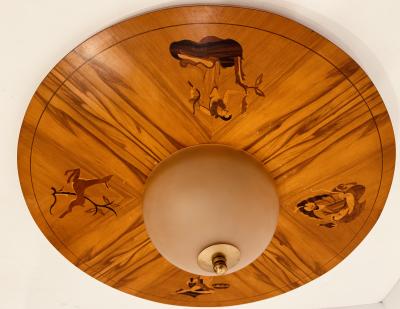 Mj lby Intarsia Birger Ekman Mjolby Swedish 1920s Art Deco Flush Ceiling Light