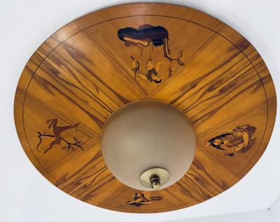  Mj lby Intarsia Birger Ekman Mjolby Swedish 1920s Art Deco Flush Ceiling Light