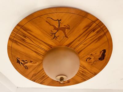  Mj lby Intarsia Birger Ekman Mjolby Swedish 1920s Art Deco Flush Ceiling Light