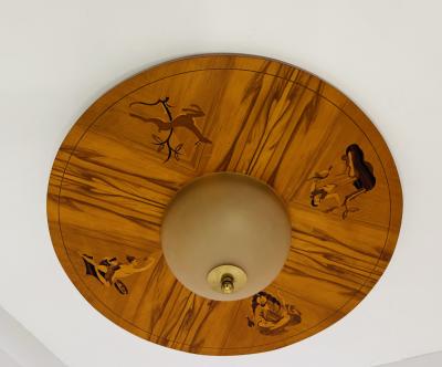  Mj lby Intarsia Birger Ekman Mjolby Swedish 1920s Art Deco Flush Ceiling Light
