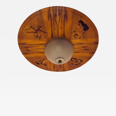  Mj lby Intarsia Birger Ekman Mjolby Swedish 1920s Art Deco Flush Ceiling Light