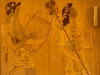  Mj lby Intarsia Erik Mattsson Art Deco Marquetry Glass Rare Bar Cart Sweden c 1939