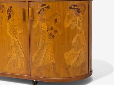  Mj lby Intarsia Erik Mattsson Art Deco Marquetry Glass Rare Bar Cart Sweden c 1939