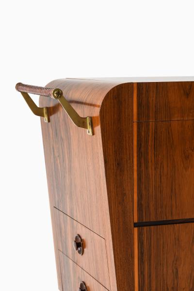 Mj lby Intarsia Rare Bar Trolley in Brass and Rosewood by Erik Matsson 1930s