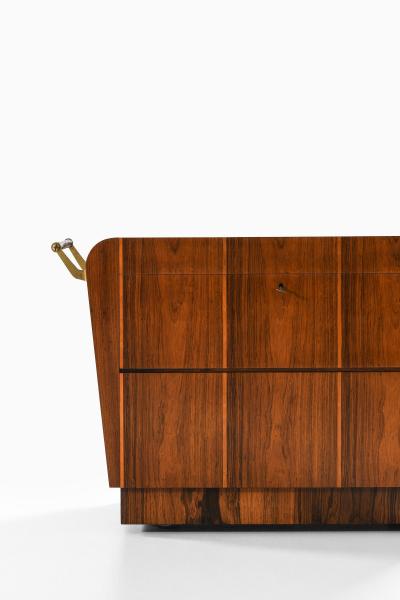  Mj lby Intarsia Rare Bar Trolley in Brass and Rosewood by Erik Matsson 1930s