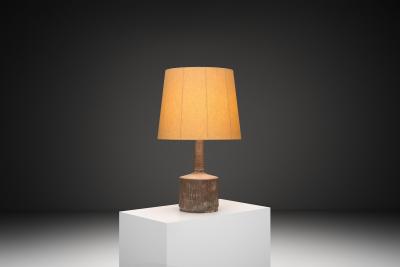  Mobach Earth Toned Ceramic Table Lamp by Mobach The Netherlands 1960s