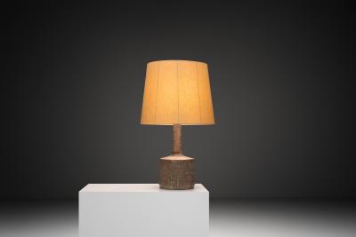  Mobach Earth Toned Ceramic Table Lamp by Mobach The Netherlands 1960s