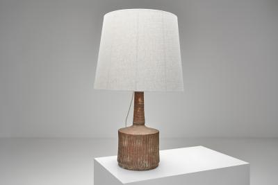  Mobach Earth Toned Ceramic Table Lamp by Mobach The Netherlands 1960s